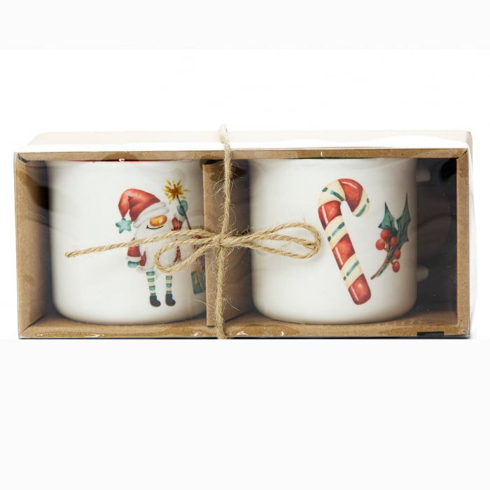 Set 2 Cani din Portelan Decorate cu Motive de Craciun 300ml [2]
