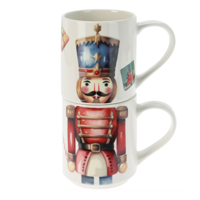 Set 2 Cani din Portelan Decorate cu Motive de Craciun 265ml - Spargatorul de Nuci [1]