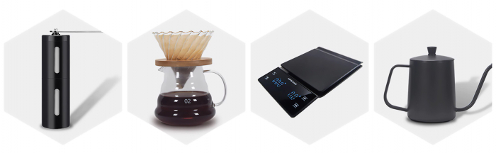 Set, Kit de Preparare a Cafelei V60 Pour Over cu Râșniță, Cantar, Capacitate Vas 500ml [2]