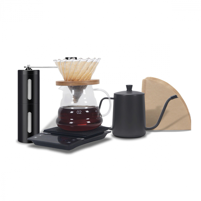 Set, Kit de Preparare a Cafelei V60 Pour Over cu Râșniță, Cantar, Capacitate Vas 500ml [1]
