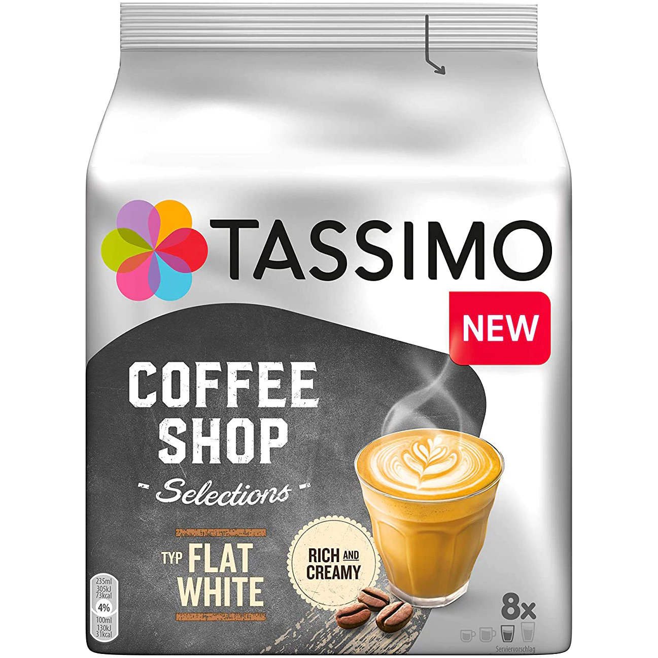 TASSIMO Coffee Shop Flat White Capsule cu Cafea 16buc 8 bauturi [1]
