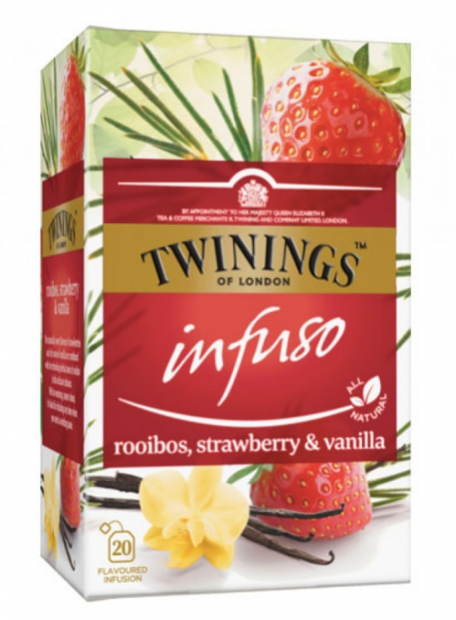 TWININGS Infuso Ceai Rooibos, Capsuni & Vanilie 20x2g [4]