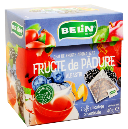 Ceai in Plic - BELIN Piramide Ceai cu Fructe de Padure Albastre - Ceai de Fructe Aromatizat - 20 Plicuri x 2g