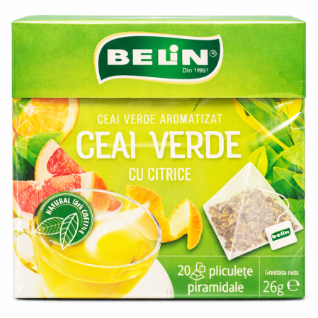 BELIN Piramide Ceai Verde cu Citrice - Ceai Verde Aromatizat - 20 Plicuri x 1.3g [1]