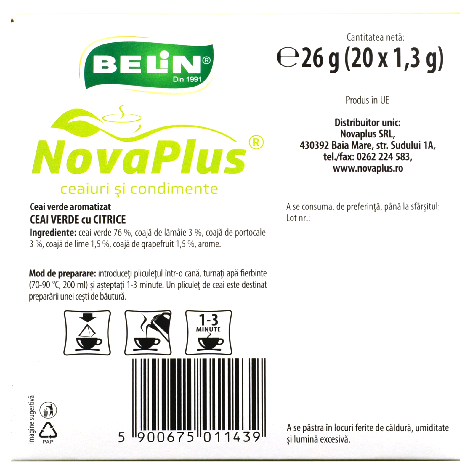 BELIN Piramide Ceai Verde cu Citrice - Ceai Verde Aromatizat - 20 Plicuri x 1.3g [4]