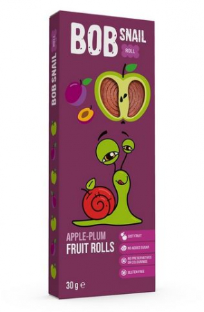 Dulciuri - BOB SNAIL Gustare din Fructe Rulou cu Mere si Prune 30g