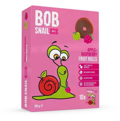 Dropsuri/Jeleuri - BOB SNAIL Gustare din Fructe Rulou cu Mere si Zmeura 100g