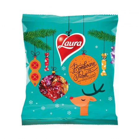 Dulciuri si Cadouri pentru Craciun - Bomboane de Pom LAURA Mix Cocos, Portocale, Strudel de Mere 184g