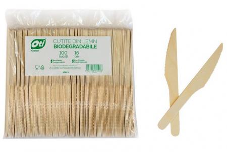 Cutite de Unica Folosinta din Lemn Eco Friendly Biodegrabile 16cm 100buc [2]