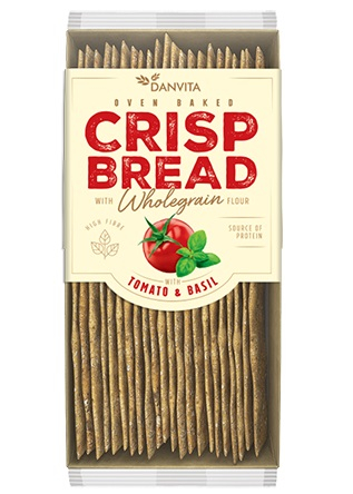 Rontanele Sarate - DANVITA Pâine Crocantă din Făină de Grâu cu Rosii si Busuioc 130g