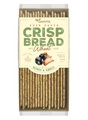 Dulciuri - DANVITA Pâine Crocantă din Făină de Grâu cu Masline & Usturoi 130g