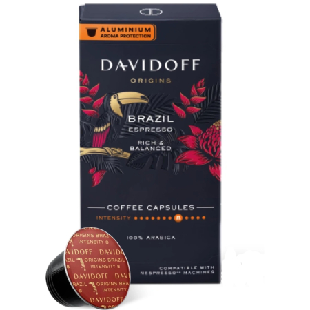 Capsule cu Cafea - DAVIDOFF Capsule Nespresso Origins Brazil Espresso Rich & Balanced 10x5.5g