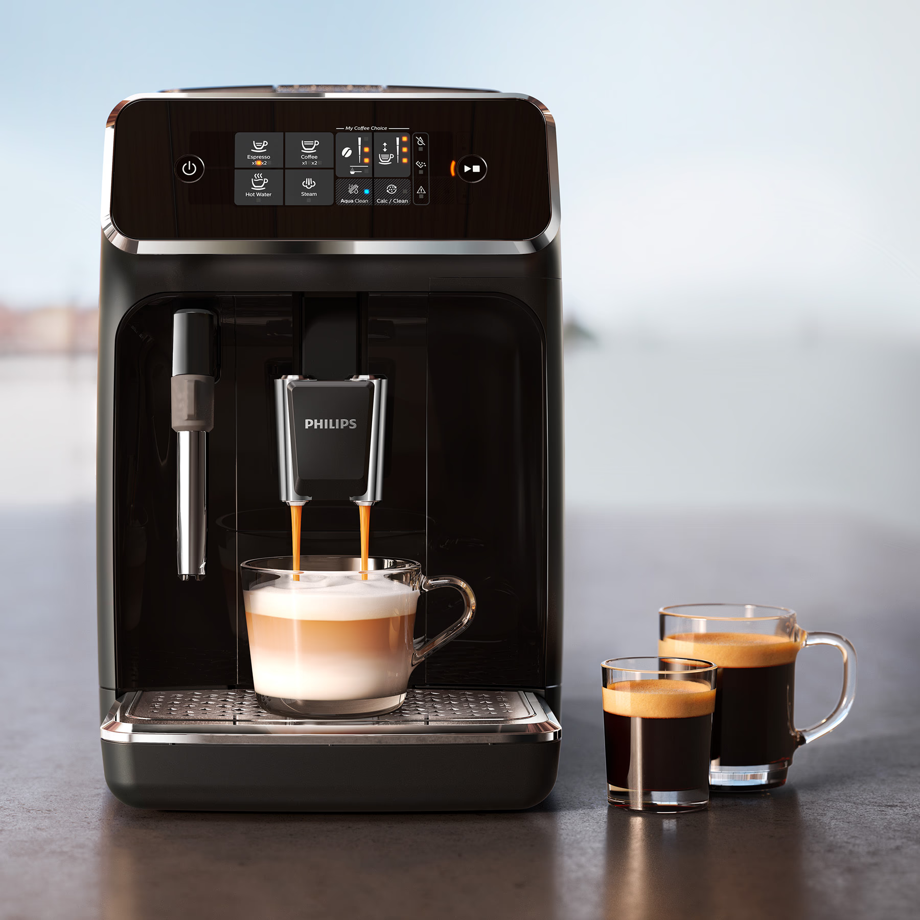 Espressor Automat PHILIPS EP2224/10 Seria 2200, 1500W, 15 bar, Sistem clasic de spumare, 2 bauturi, Afisaj tactil, 12 setari macinare, Rasnita ceramica, Negru [6]