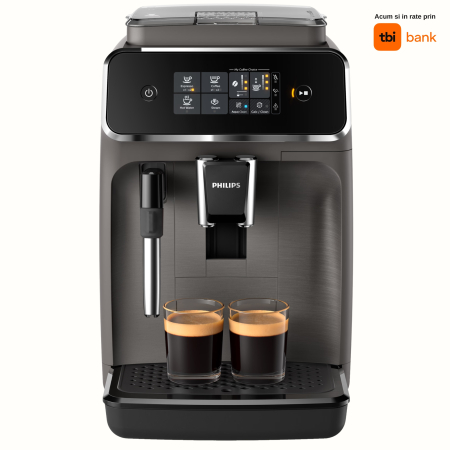 Espressoare si Cafetiere - Espressor Automat PHILIPS EP2224/10 Seria 2200, 1500W, 15 bar, Sistem clasic de spumare, 2 bauturi, Afisaj tactil, 12 setari macinare, Rasnita ceramica, Negru