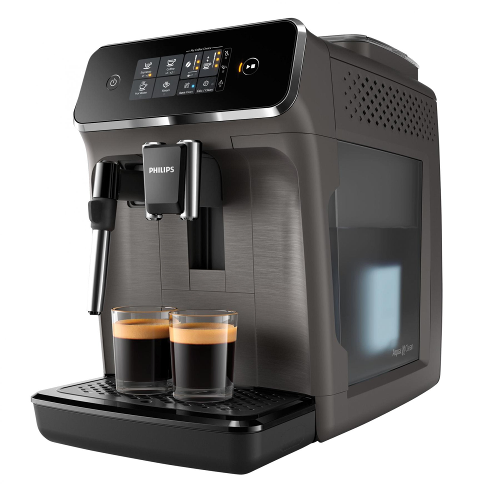 Espressor Automat PHILIPS EP2224/10 Seria 2200, 1500W, 15 bar, Sistem clasic de spumare, 2 bauturi, Afisaj tactil, 12 setari macinare, Rasnita ceramica, Negru [1]