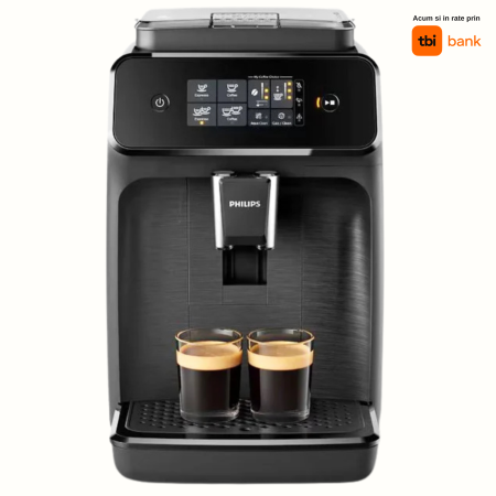 Espressor Automat PHILIPS EP1220/00 Seria 1200, 1500W, 15 bar, Sistem clasic de spumare, 2 bauturi, Afisaj tactil, 12 setari macinare, Rasnita ceramica, Negru [0]