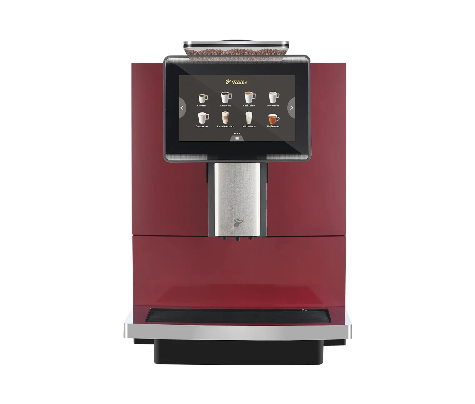 Espressoare si Cafetiere - Espressor Automat TCHIBO Coffea Office, Ecran Tactil, Bauturi Presetate, Dispozitiv Spumare Lapte, Rosu