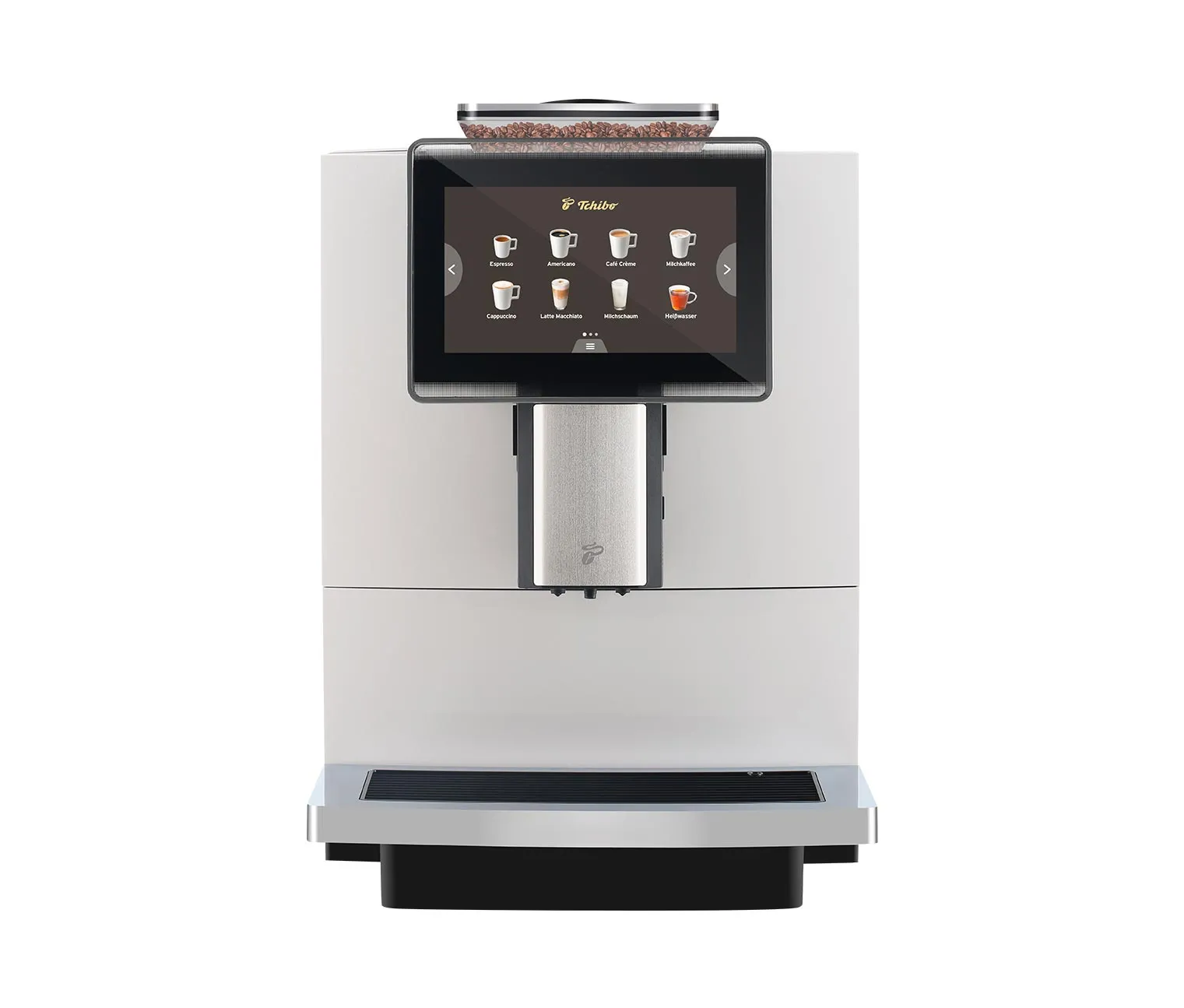 Espressoare si Cafetiere - Espressor Automat TCHIBO Coffea Office, Ecran Tactil, Bauturi Presetate, Dispozitiv Spumare Lapte, Gri