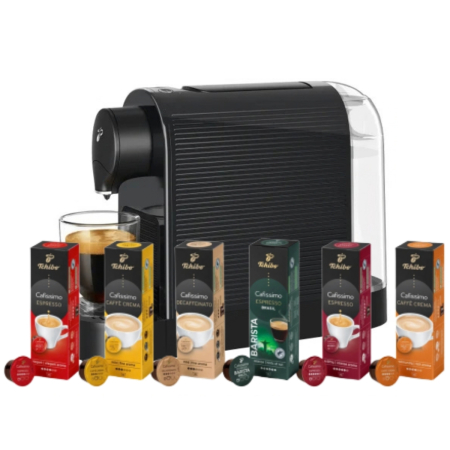 Pachete Bundle - Espressor Pentru Capsule Tchibo Cafissimo Pure Black + Pachet Selectie Degustare 60 Capsule CAFISSIMO 6 Sortimente x10buc