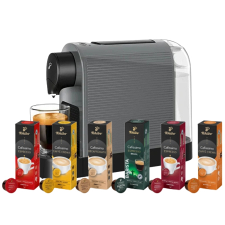 Pachete Bundle - Espressor Pentru Capsule Tchibo Cafissimo Pure Grey + Pachet Selectie Degustare 60 Capsule CAFISSIMO 6 Sortimente x10buc
