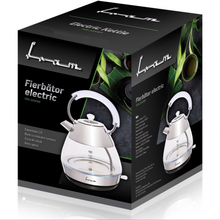 FRAM Fierbator electric, Kettle, Fek-2200GX, 2200W, capacitate 1.7L, Sticla si Inox [1]