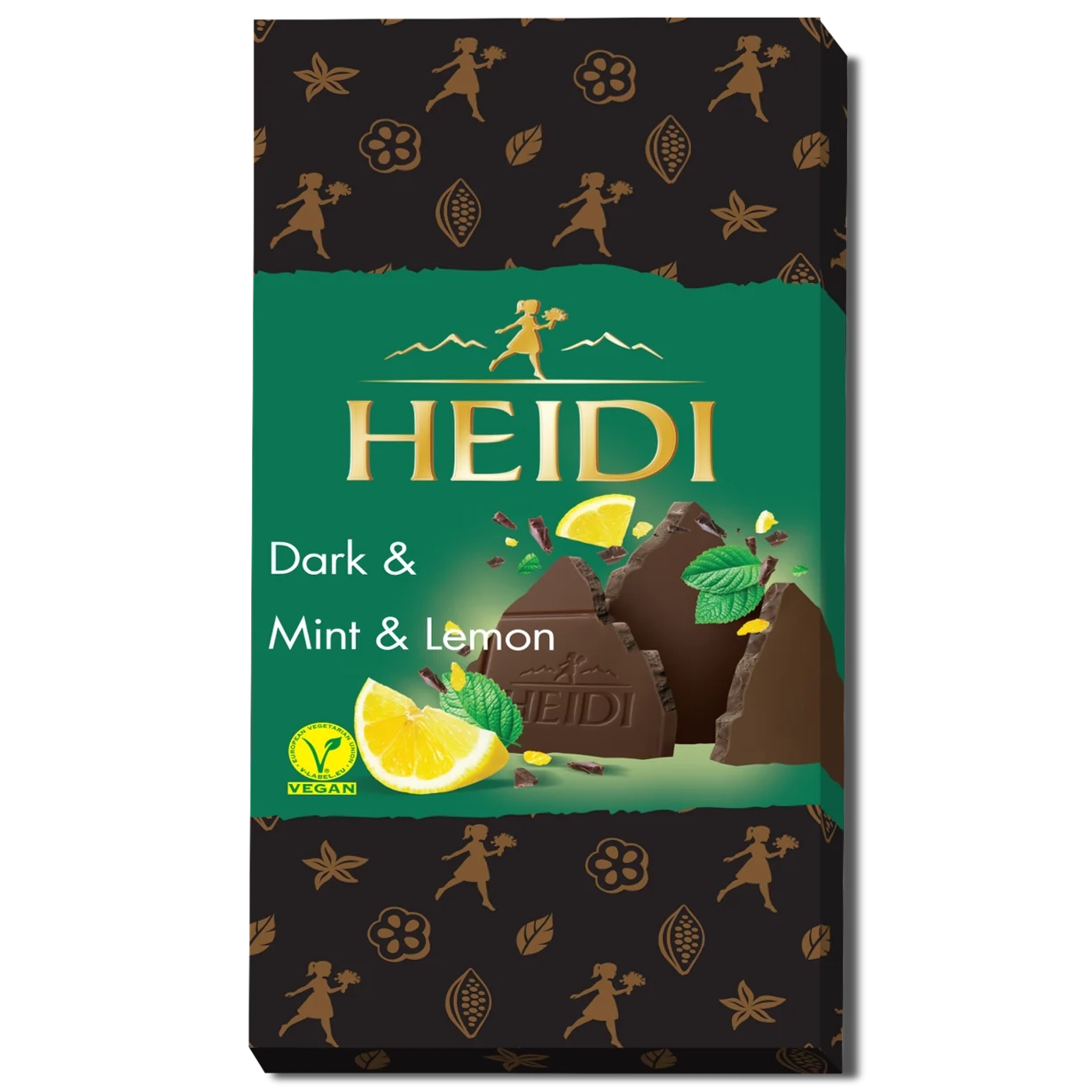 Ciocolata & Praline - HEIDI Dark Mint & Lemon Ciocolata Neagra cu Menta si Lamaie 80g