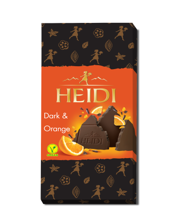 Ciocolata & Praline - HEIDI Dark & Orange Ciocolata Neagra cu Portocala 80g