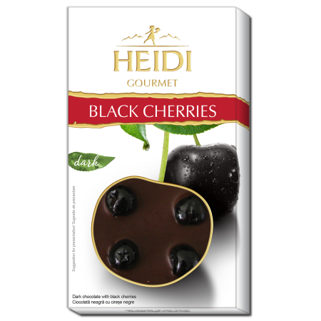 Ciocolata & Praline - HEIDI Gourmet Ciocolata Neagra, Maruie cu Cirese Negre Confiate 100g