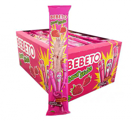 Dropsuri/Jeleuri - Jeleuri Sour Sticks cu Aroma de Capsuni BEBETO 24x30g