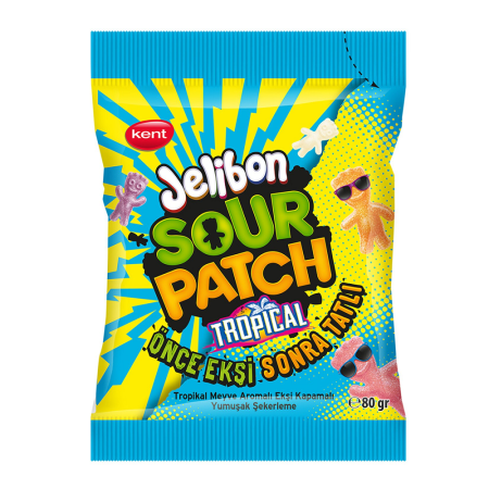 Dropsuri/Jeleuri - JELIBON Sour Patch - Jeleuri Acre & Dulci cyu Aroma de Fructe Tropicale 80g