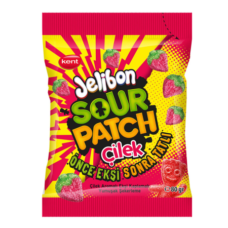 Dropsuri/Jeleuri - JELIBON Sour Patch - Jeleuri Acre & Dulci cu Aroma de Capsune 80g