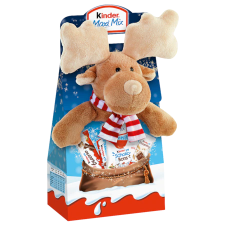 Dulciuri si Cadouri pentru Craciun - KINDER Maxi Mix cu Jucarie de Plus pentru Craciun 133g