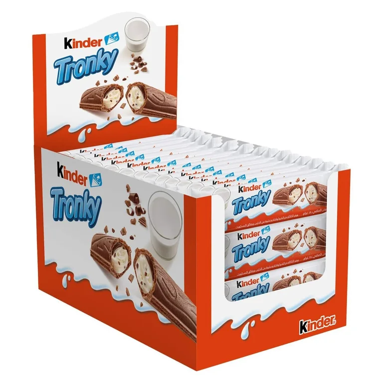 Napolitane - KINDER Tronky Napolitane din Cacao cu Crema de Lapte si Bucati de Biscuiti 48x18g