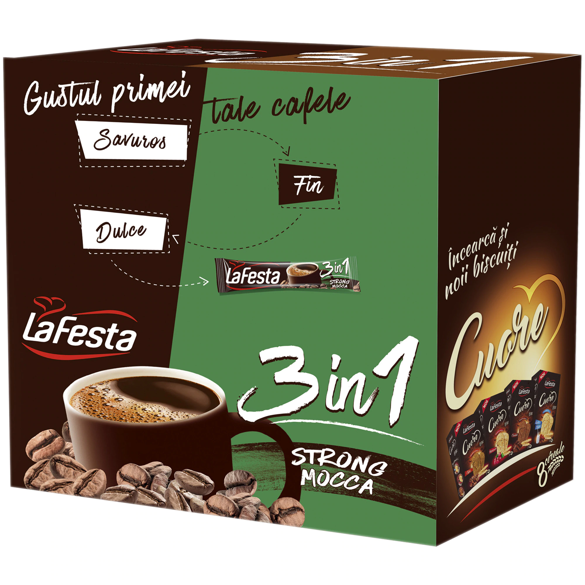 Mix-uri - LA FESTA Cafea Instant 3in1 Strong Plic 24x5.6g
