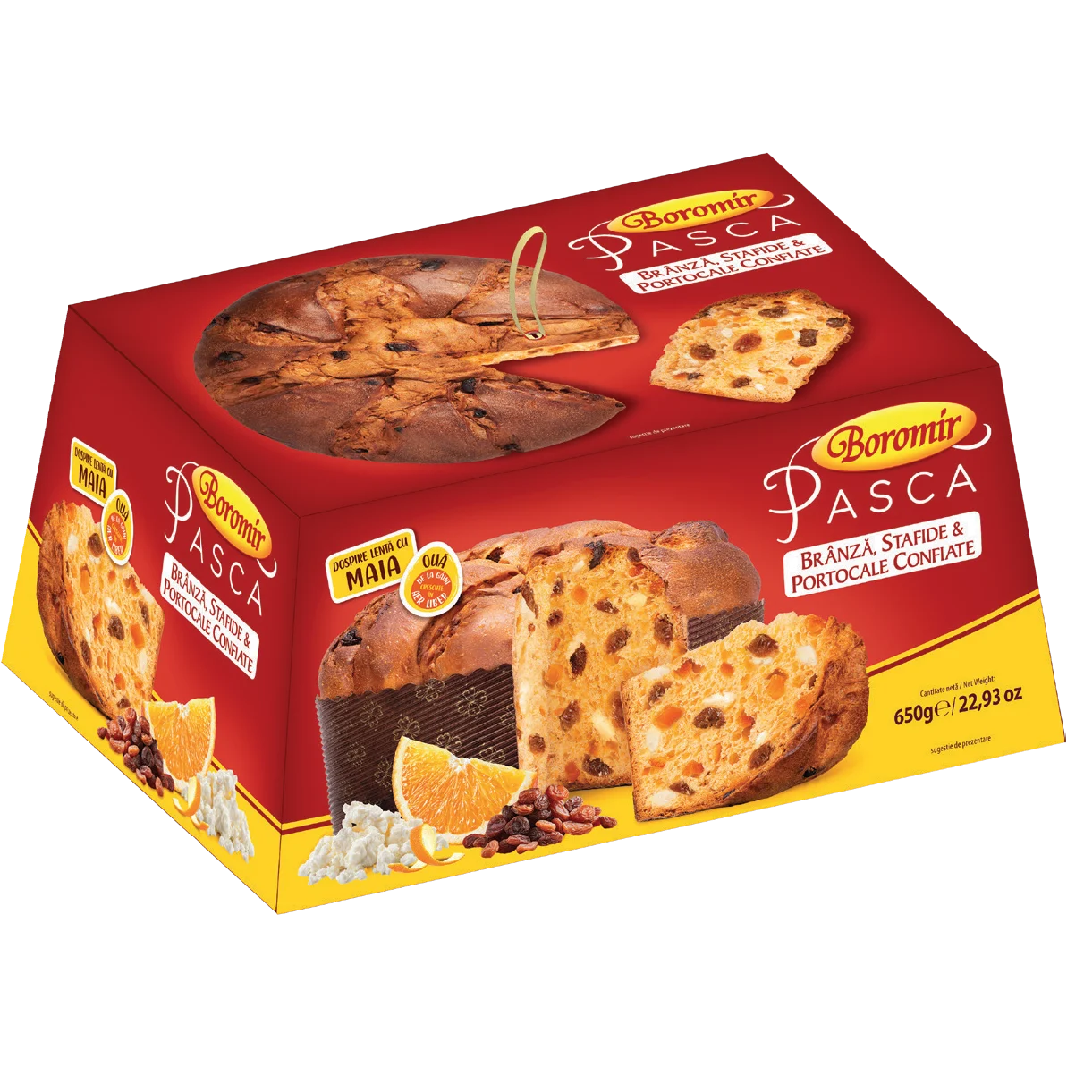 Cadouri pentru Paste (Ce ne aduce Iepurașul?) - BOROMIR Pasca cu Branza, Stafide si Portocale Confiate 650g