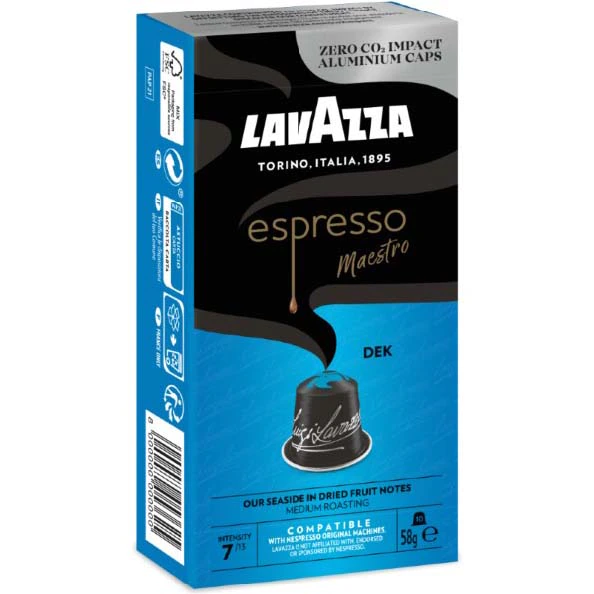 Capsule cu Cafea - LAVAZZA Espresso Maestro Dek Decofeinizata Capsule din Aluminiu Compatibile Nespresso 10buc