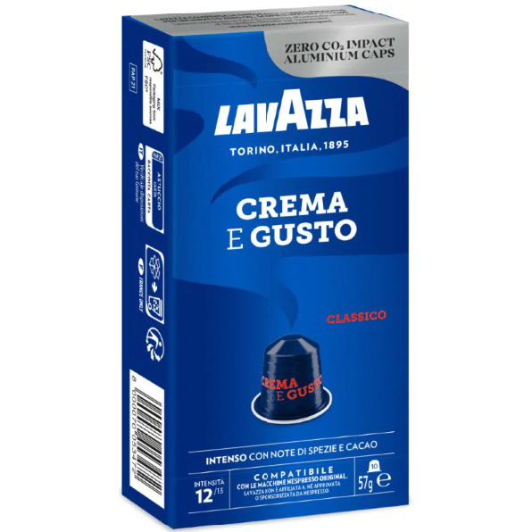 Capsule cu Cafea - LAVAZZA Crema E Gusto Classico Capsule din Aluminiu Compatibile Nespresso 10buc