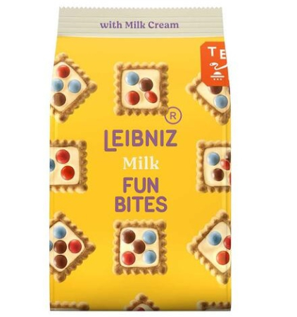 Fursecuri, Biscuiti si Turta Dulce - LEIBNIZ Biscuiti Fun Bites Milk Decorati cu Bomboane 100g