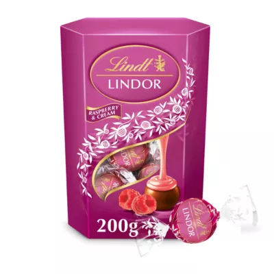 LINDOR Bomboane de Ciocolata cu Zmeura si Frisca 200g [0]