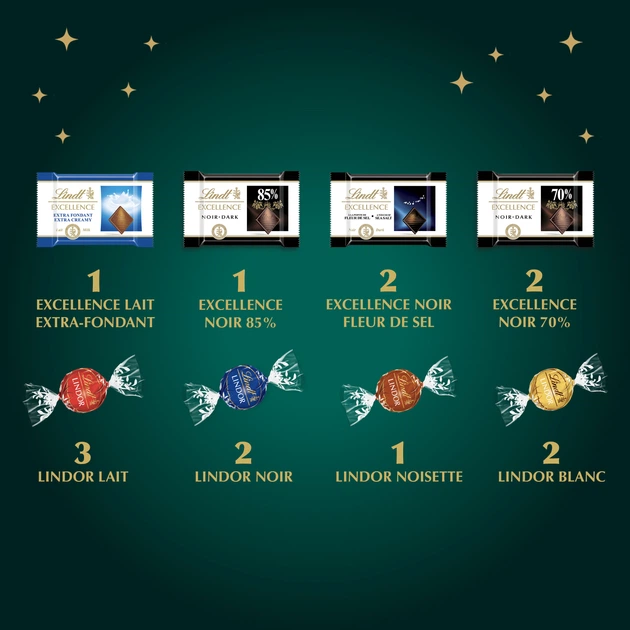 LINDT Tree Calendar Advent cu Praline si Ciocolata 221g [2]