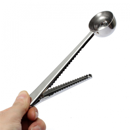 Lingurita din Inox pentru Dozarea Cafelei cu Clips pentru Sigilarea Pachetului [6]