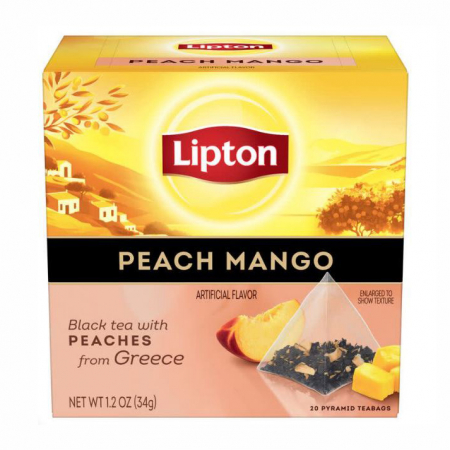 Ceai in Plic - LIPTON Ceai Negru cu Piersici si Mango Piramide 20x1.7g