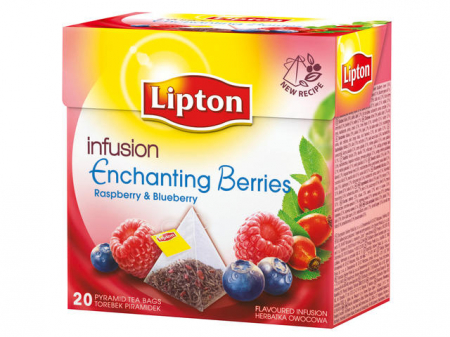 LIPTON Enchanting Berries Ceai Infuzie de Fructe Zmeura si Coacaze Piramide 20x2.1g [4]