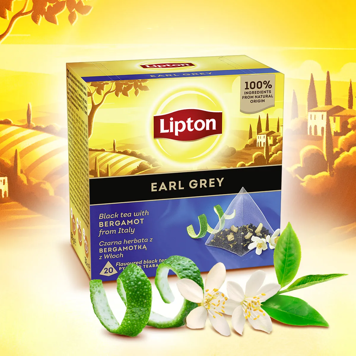 LIPTON CHAI Ceai Negru Earl Grey cu Bergamota Piramide 20 plicuri [2]