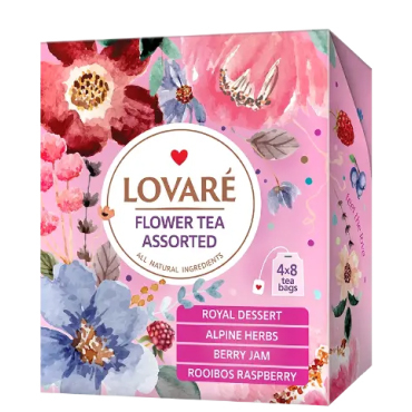 Ceai in Plic - LOVARE Ceai Asortat Flower Tea 4 Sortimente x 8 plicuri 64g