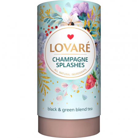 Ceai Vărsat - LOVARE Ceai Champagne Splashes Cutie Cadou Tub 80g + 15 filtre de Ceai