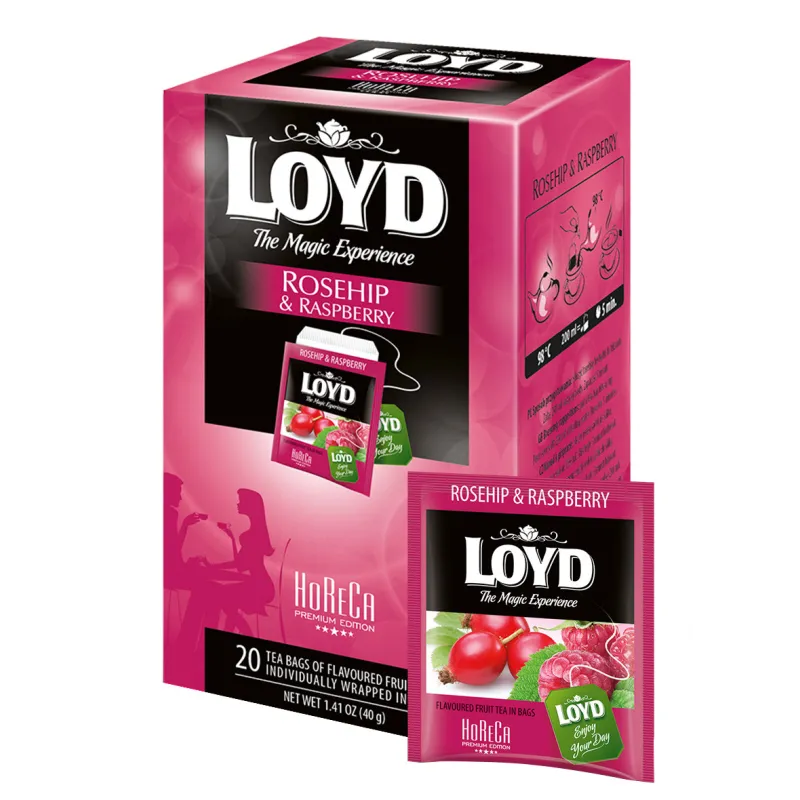 Ceai in Plic - LOYD Horeca Professional Ceai Infuzie de Macese si Zmeura, Plicuri Ambalate Individual 20x1.5g