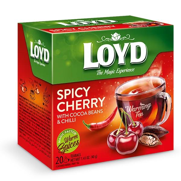 Ceai in Plic - LOYD Warm Spice Ceai Infuzie de Cirese cu Boabe de Cacao si Chilli Piramide 20x2g