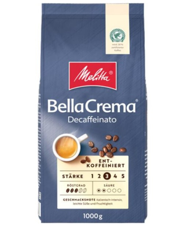 Cafea Boabe Premium - MELITTA Bella Crema Decafeinizata Cafea Boabe fara Cofeina 1Kg