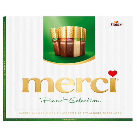 Dulciuri - MERCI Mini Tablete de Ciocolata Asortata Cutie Verde 250g